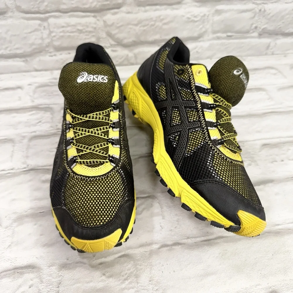Asics Gel Trail Attack 7 Yellow/Black Trail Running Shoes Trainers Mens Sz 12.5